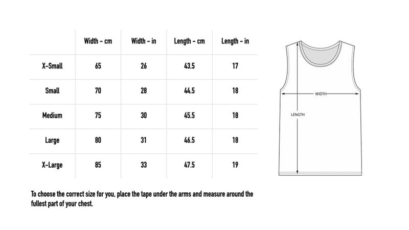 Size chart for Cunty Tank Top - White