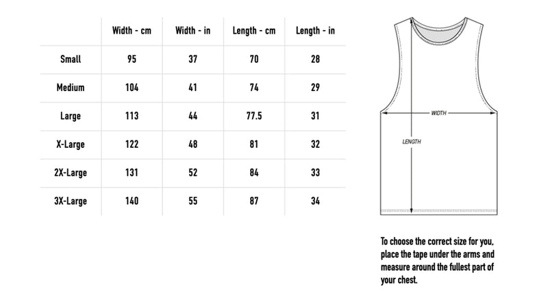 Size chart for Lips Tank - Black